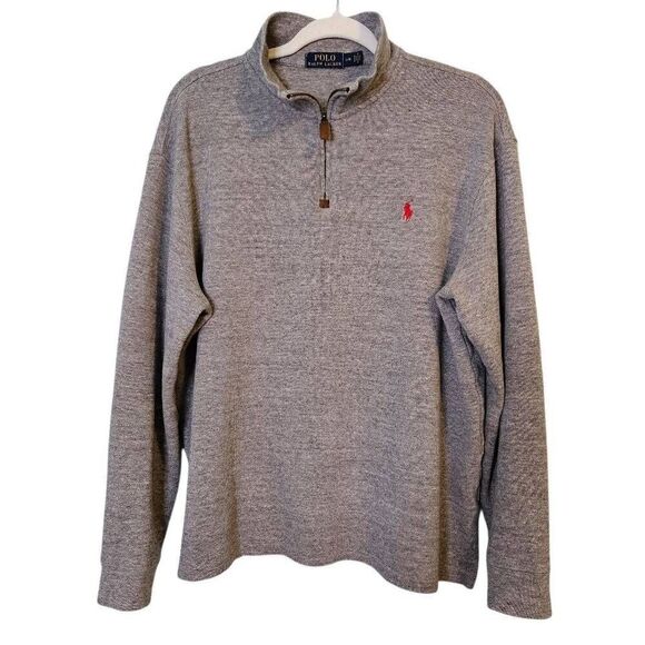 Polo Ralph Lauren cotton gray quarter zip sweatshirt. Size L. - Picture 1 of 4
